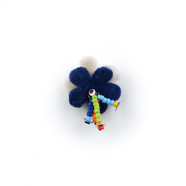 Keçe Yaka Çiçeği Mavili Beyazlı