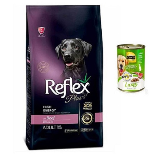 Reflex Plus Yüksek Enerjili Biftekli Köpek Maması 3 Kg (ORİJİNAL PAKET) + Konserve Hediyeli