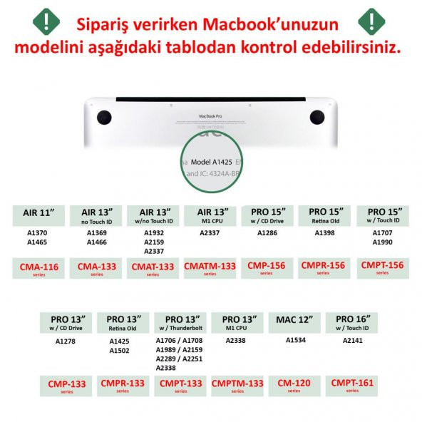 Apple 13" Macbook Pro M2 A2686 Siyah Kılıf Koruyucu + Ekran Film CMPTM2-133B