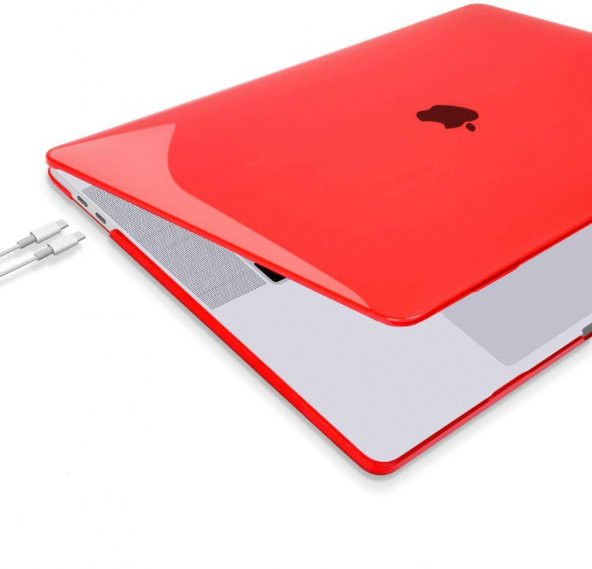 Apple 13" Macbook Pro M2 A2686 Kristal Kırmızı Koruyucu + Ekran Filmi