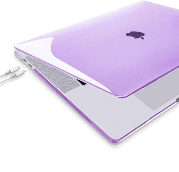 Apple 13" Macbook Pro M2 A2686 Kristal Mor Kılıf Koruyucu + Ekran Filmi