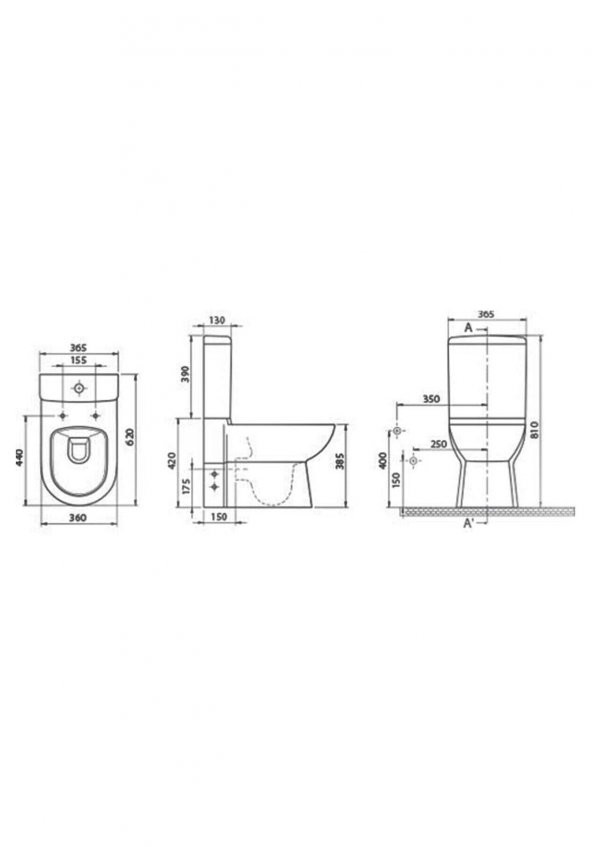 Turkuaz Duru Rimless Klozet Alttan,Rezervuar,İç Takım,Yavaş Kapak - 3