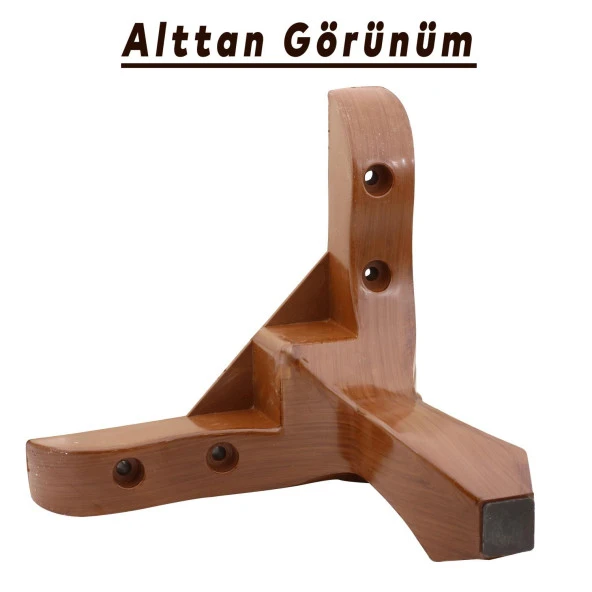Lukens Mobilya Kanepe Koltuk Tv Ünitesi Puf Ayağı 14 cm Kahverengi Ahşap Desenli Baza Ayak - 3