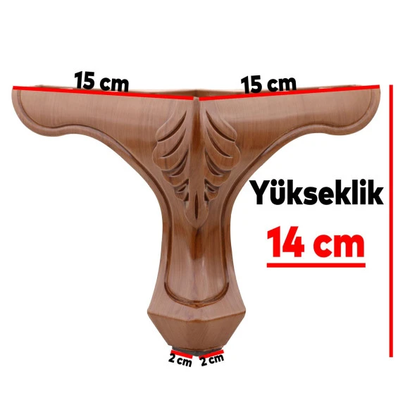 Lukens Mobilya Kanepe Koltuk Tv Ünitesi Puf Ayağı 14 cm Kahverengi Ahşap Desenli Baza Ayak - 5