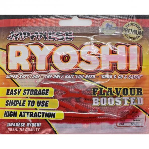 Japanese Ryoshi 12cm LRF Silikon Yem Yaban Mersini Aroma Kırmızı