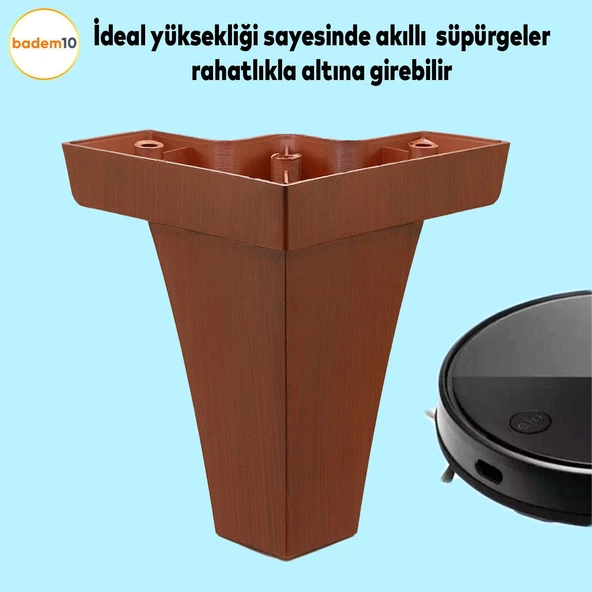 Venüs Lüks Mobilya Kanepe Sehpa Tv Ünitesi Koltuk Ayağı 14 Cm Kahverengi Ahşap Desenli Baza Ayakları - 3
