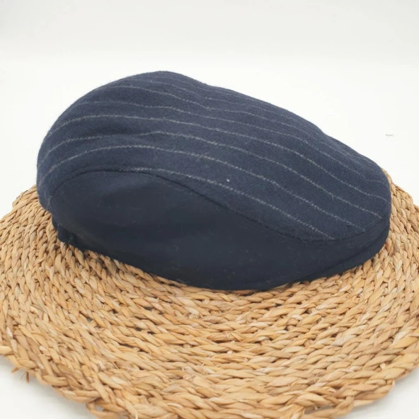 Siyah Renk Çizgili Model Klasik Erkek Kasket - 3