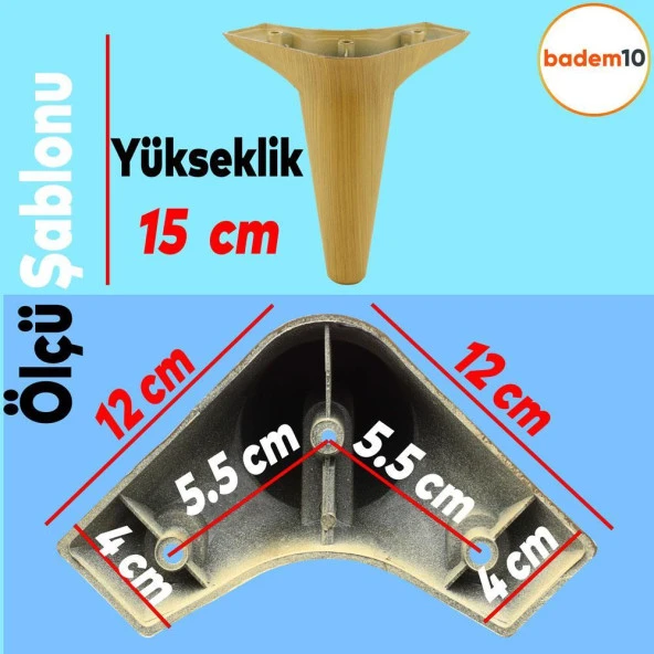 Aspen Lüks Mobilya Kanepe Koltuk Tv Ünitesi Baza Yükseltici Ayağı Ayakları 15 Cm Açık Kahverengi - Resim 2