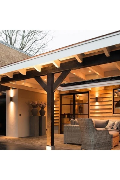 Bahçe aydınlatma armatürleri çift taraflı aplik siyah - 3