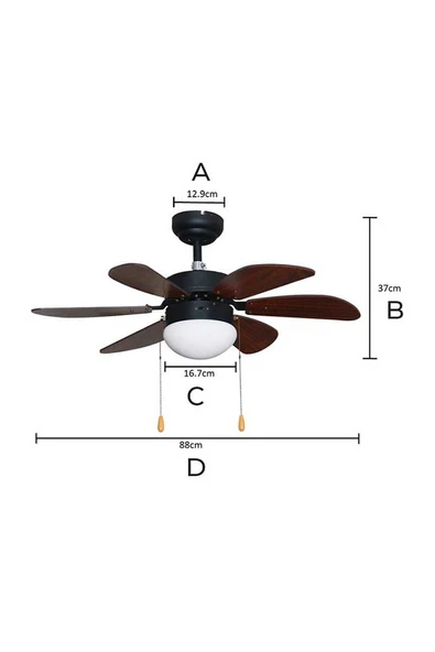 Kcf280 60w Ahşap 6 Kanatlı Avizeli Tavan Latörü - 2