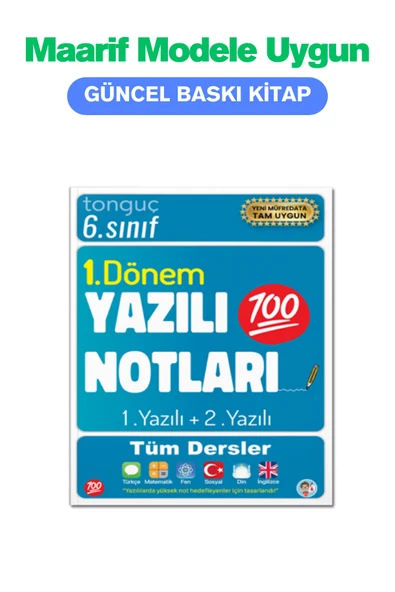 6. Sınıf Yazılı Notları 1. Dönem 1 ve 2. Yazılı Konu Özetli - Tonguç Yayınları
