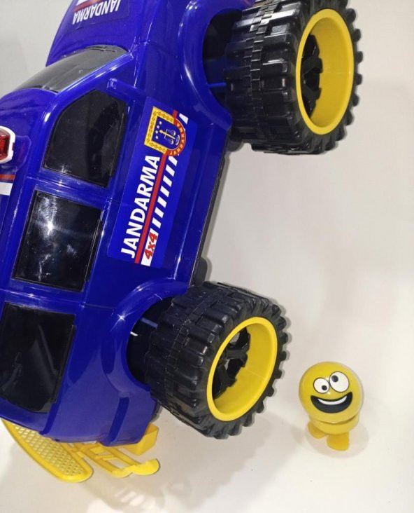 Sallanan Kafa Emoji Hediye 46cm Dev Tekerli Jumbo Jandarma Aracı 4x4 Jeep Süper Gösterişli Oyuncak - 3