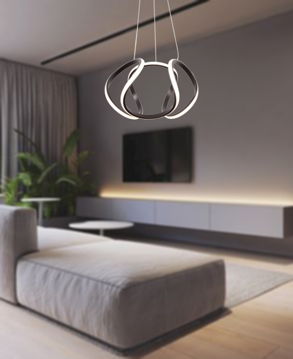 TT Aydınlatma TT306-35-SY  Kavis Modeli Mat Siyah Led Avize - 2