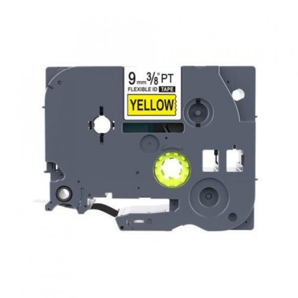 Brother Tze-FX621 9 mm X 8mt Sarı üzerine Siyah Laminasyonlu Etiket MUADİL