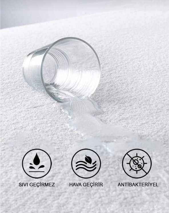 Pamuklu  Micro  Fit Dört Kenar Lastikli  Battal  Boy Su  Sıvı  Geçirmez Yatak Alezi Yatak Koruyucu 180 X 200  CM - 2