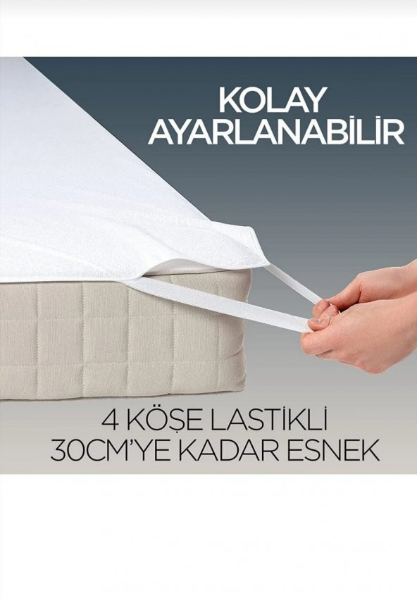 Pamuklu  Micro  Fit Dört Kenar Lastikli  Battal  Boy Su  Sıvı  Geçirmez Yatak Alezi Yatak Koruyucu 180 X 200  CM - 7