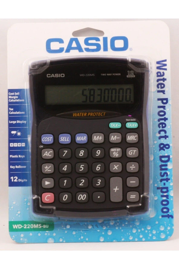 Casio 12 Hane Suya-Toza Dayanıklı Masa Üstü Hesap Makinesi