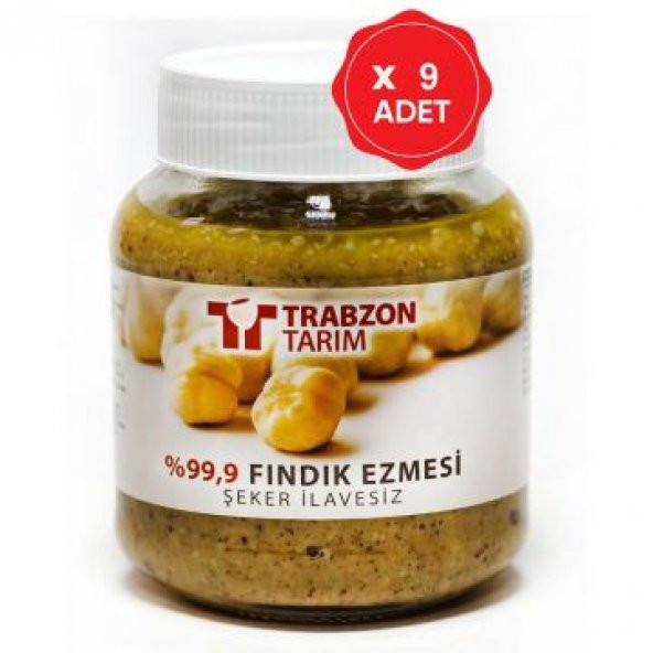 Trabzon Tarım 99 Fındık Ezmesi 300 Gr Şeker İlavesiz x 9 Adet