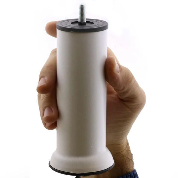 Mobilya Kanepe Koltuk Baza Yatak Destek Yükseltme Ayağı M8 Civata Beyaz Metal Ayakları 15 Cm - Resim 2