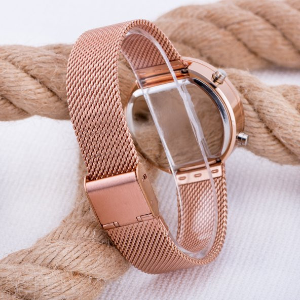 Trend Led Ekran Zarif Kesme Cam Rose Renk Unisex Kol Saati ST-303826 - Resim 3