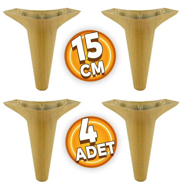 Aspen Lüks Mobilya Kanepe Koltuk Tv Ünitesi Baza Ayağı Ayakları 15 Cm Açık Kahverengi Ayak (4 ADET)