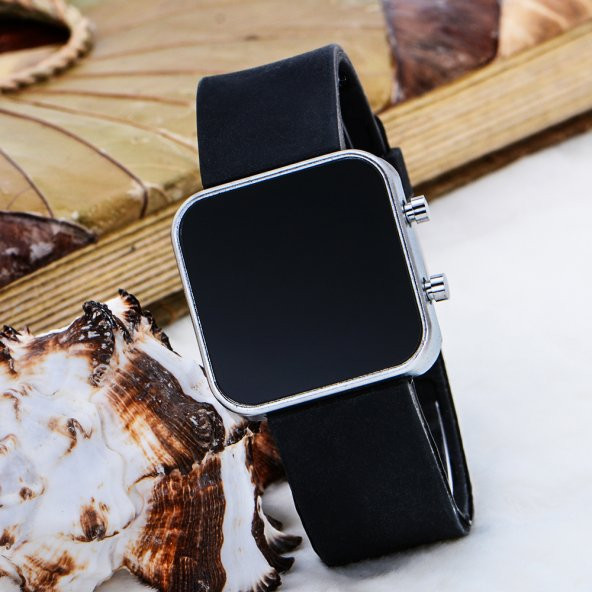 Gümüş Renk Takvimli Dijital Ekran Silikon Kordon Erkek Kol Saat ST-303725 - Resim 2