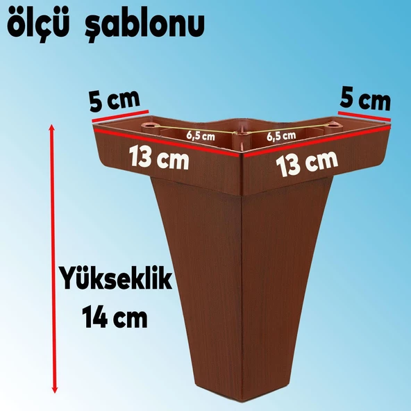 Venüs Mobilya Kanepe Sehpa Tv Ünitesi Koltuk Ayağı 14 Cm Kahverengi Ahşap Desenli Baza Ayak 4 Adet - 2