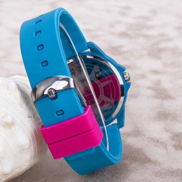 Şık Turkuaz Silikon Kordonlu Yetişkin Kız Bayan Kol Saati ST-303698 - Resim 4