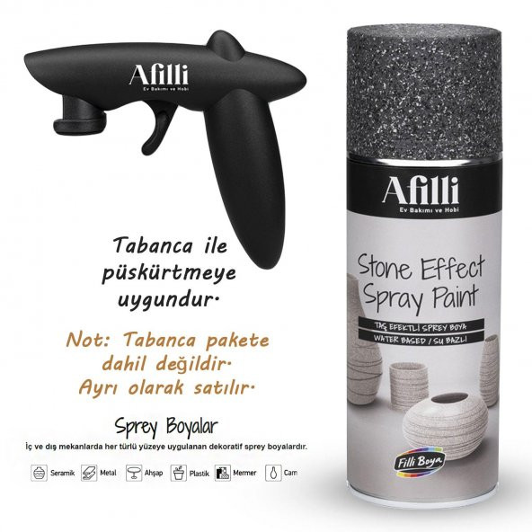 Taş Efektli Sprey Boya Koyu Gri Granit Stone Effect 400 ml - 2