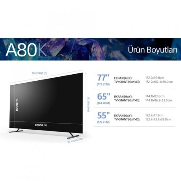Sony XR-77A80K 77" 195 Ekran Uydu Alıcılı 4K Ultra HD Smart OLED Google TV - 2