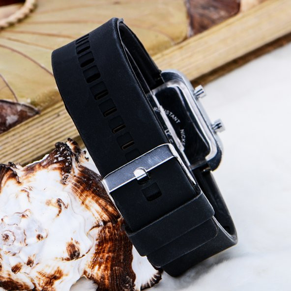 Gümüş Renk Silikon Kordonlu Şık Dijital Kadın Kol Saati ST-303623 - 3