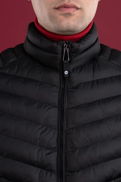 SLİMFİT DİK YAKA FERMUARLI ERKEK PUFFER MONT - 12