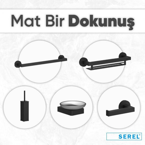 Serel Rita Banyo Havlu Bornoz Askısı Mat Siyah Paslanmaz- Pirinç 140112005S - 2
