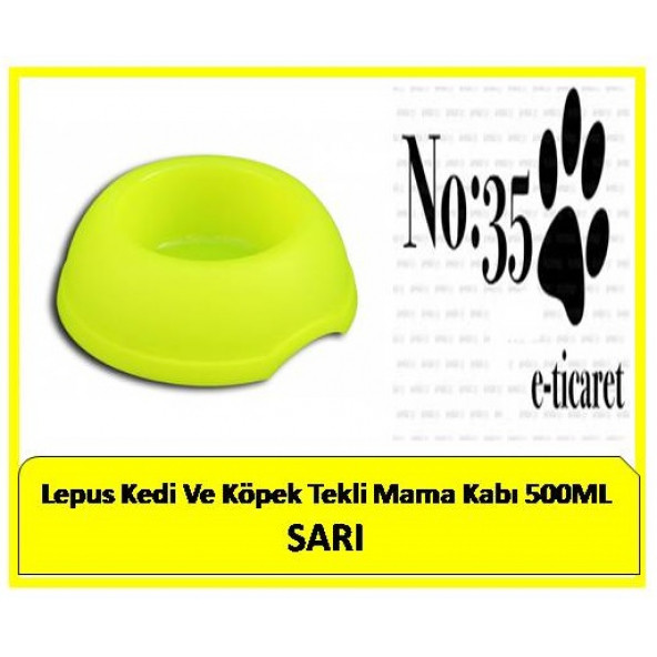 Lepus Kedi Ve Köpek Tekli Mama Kabı 500Ml SARI