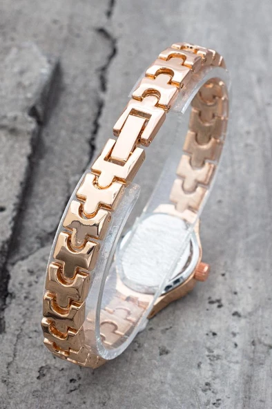 Retro Minimal Oval Kasa Rose Kordon Kadın Kol Saati ST-304199 - Resim 2