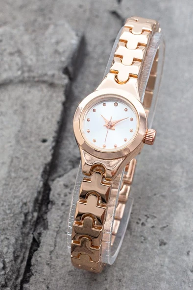 Retro Minimal Oval Kasa Rose Kordon Kadın Kol Saati ST-304199 ürün görseli 1