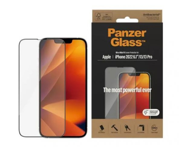 PanzerGlass iPhone 14/13/13 Pro UWF Antibakteriyel Ekran Koruyucu