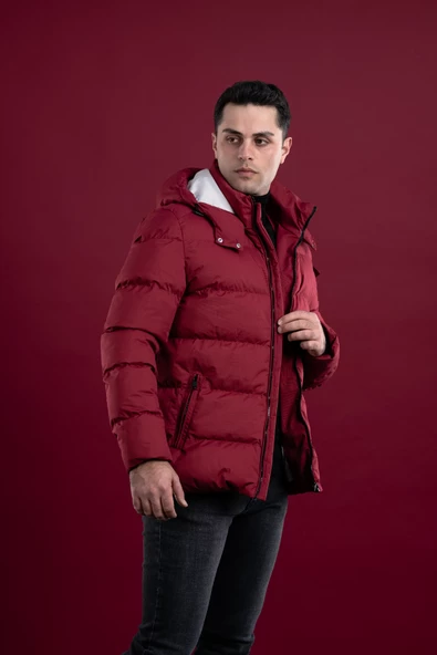 SLİMFİT KAPŞONLU ASTARLI ERKEK ŞİŞME PUFFER MONT - 3