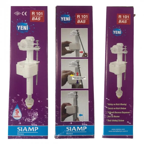 Tema Siamp Rezervuar İç Takım 101 Bas Flatör Alttan Su Girişli 3/8 " - 3