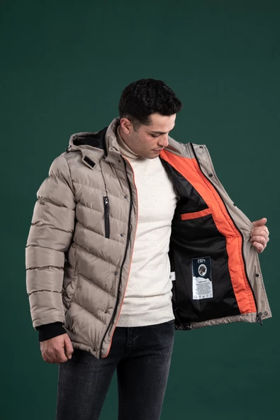 FBI SLİMFİT KAPŞONLU ASTARLI FERMUARLI ERKEK ŞİŞME MONT - 8