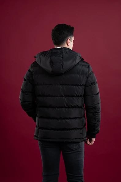 FBI SLİMFİT KAPŞONLU ASTARLI FERMUARLI ERKEK ŞİŞME MONT - 5