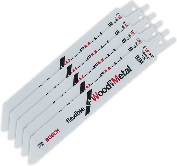 Bosch S922HF Kılıç Testere Bıçağı Ağaç ve Metal 5 Parça - 2
