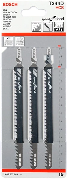 Bosch T334D Dekupaj Testere Bıçak Ahşap 3 Parça