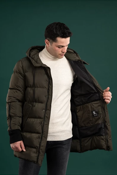 SİR REGULAR FİT KAPŞONLU ASTARLI UZUN KALIN ŞİŞME MONT - 12