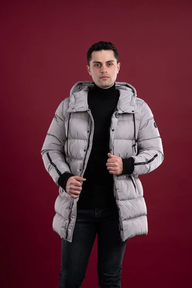 SİR REGULAR FİT KAPŞONLU ASTARLI UZUN KALIN ŞİŞME MONT