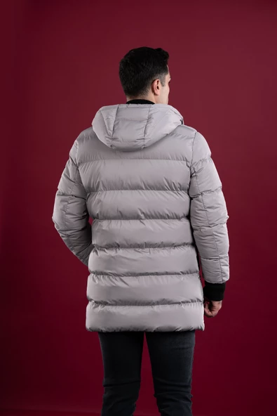 SİR REGULAR FİT KAPŞONLU ASTARLI UZUN KALIN ŞİŞME MONT - 5