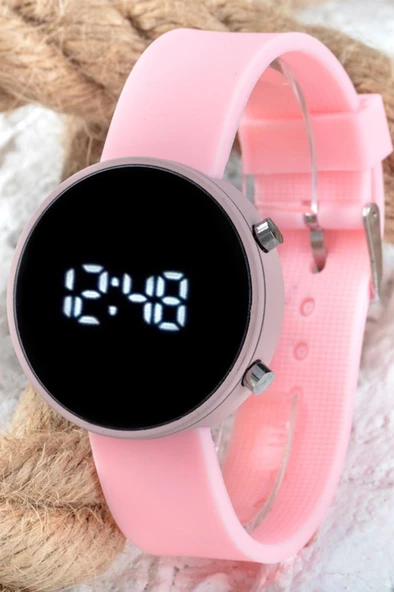 Led Watch Toz Pembe Renk Dijital Genç Kız Çocuk Kol Saati ST-303560