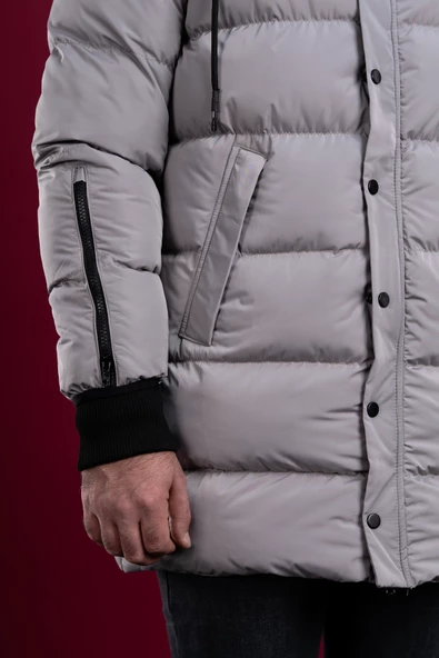 SİR REGULAR FİT KAPŞONLU ASTARLI UZUN KALIN ŞİŞME MONT - 6