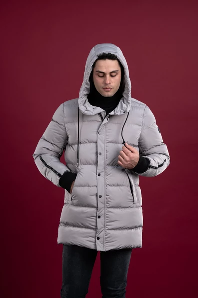 SİR REGULAR FİT KAPŞONLU ASTARLI UZUN KALIN ŞİŞME MONT - 2