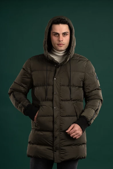 SİR REGULAR FİT KAPŞONLU ASTARLI UZUN KALIN ŞİŞME MONT - 11